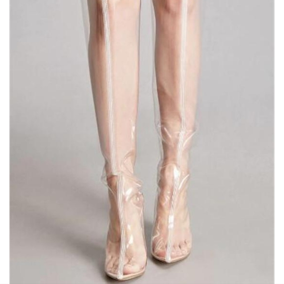 Nasty Gal Cape Robbin Clear Kim K Over the Knee Boots - Picture 3 of 8